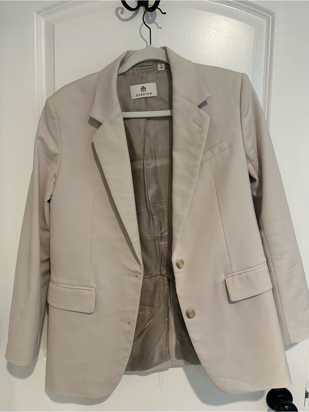 Aritzia Babaton Light Gray/Taupe Single-Breasted Blazer